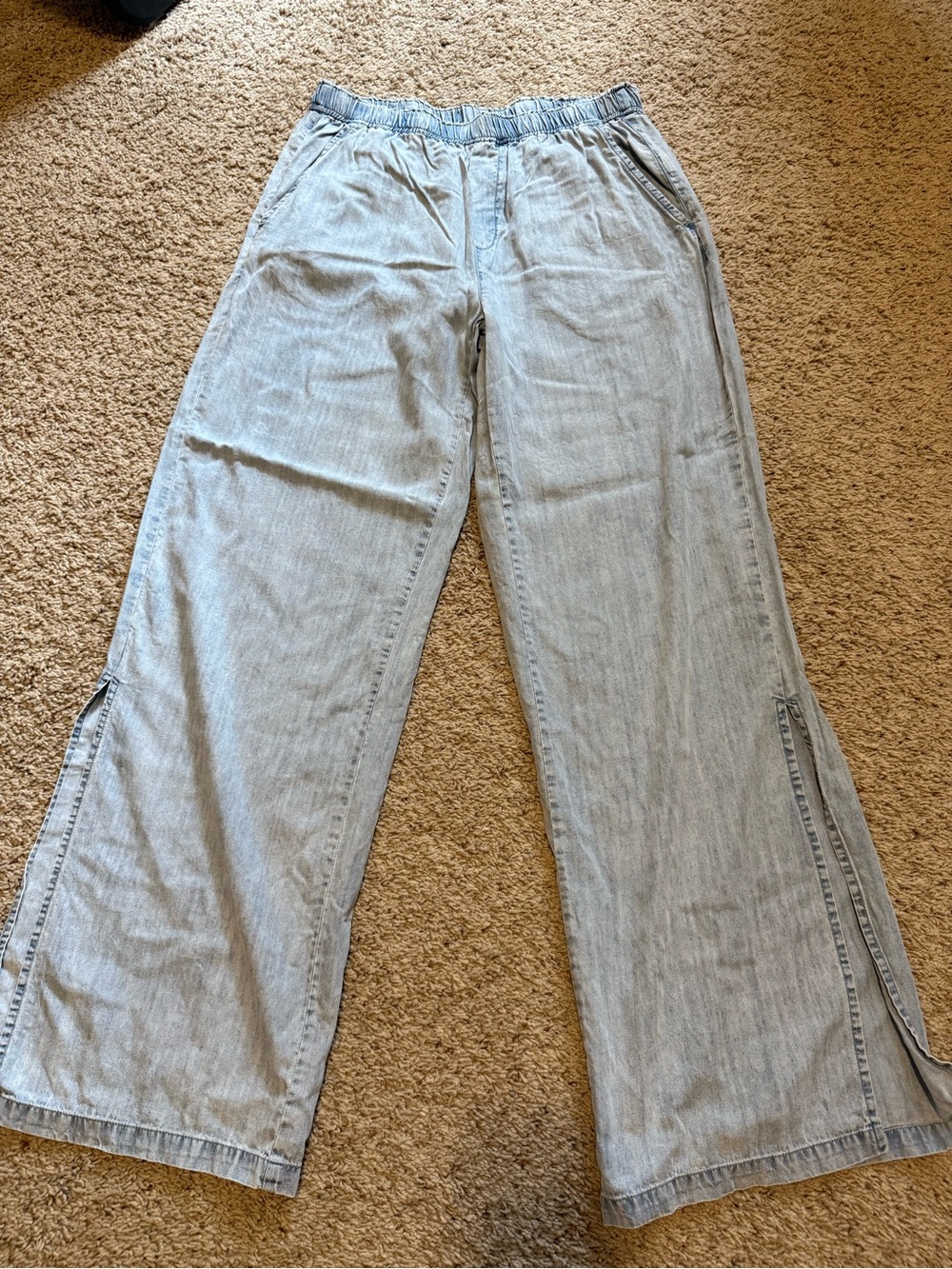 Gentle Fawn Light Wash Tencel Wide Leg Women’s Flowy Pants - Elastic Waist